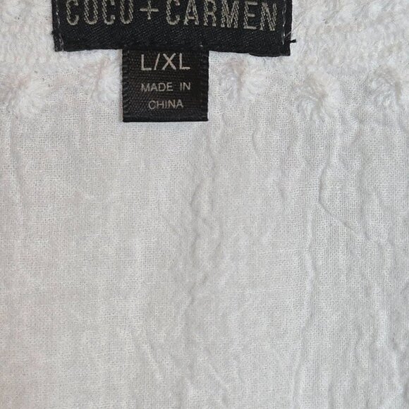 Coco + Carmen White Embroidered Boho Peasant Blouse Women’s Size M/L - Picture 6 of 9